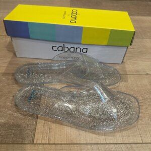 CABANA BY CROWN & IVY WOMENS CLEAR SLIP ON SANDALS NEW SIZE 7
